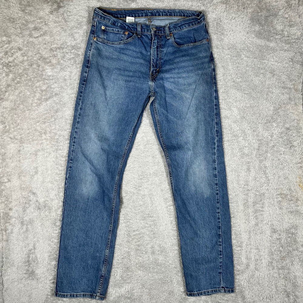 Levis 505 Regular Fit Straight Leg Jeans Mens 34x34 Medium Wash Blue Denim
